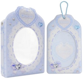 SZHTSWU 3 Inch Mini Photo Albums 40 Pockets, Kpop Photocard Holder Book Photocard Binder Bowknot Bow Tie Pattern Photo Card Holder with Chain Picture Album for Photo Cards Picture (Blue)