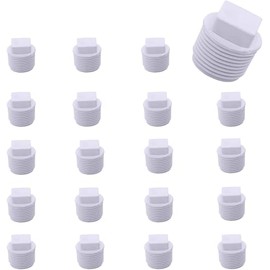 10Pcs White 1/2 Inch PVC Pipe Male Thread Plug, PVC Male Threaded Pipe End Cap, PVC Male Thread Plug Adaptor Thread Water Pipe Closing for Plumbing Water Line Fittings