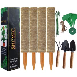 SNCMIC 4 Pack 17-inch Moss Pole Monstera Plant Support- Plant Stakes for Indoor Plants to Encourage Growth- Plant Sticks Support Tall Climbing Plants, Vines, and Creepers