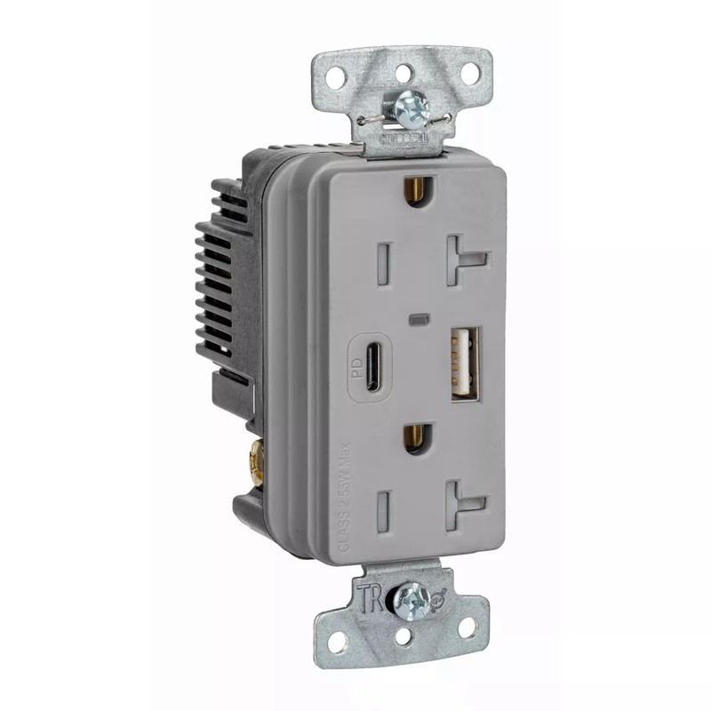 Bryant Electric 20-Amp, 125-Volt USBB20ACPDGY Type A and C USB
