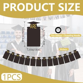 CZAYEFNH Graduation Banner 2025 - Graduation Decoration Banner with Photo Display, Premium Quality Cardboard, Adjustable Design, 1 Piece, Black