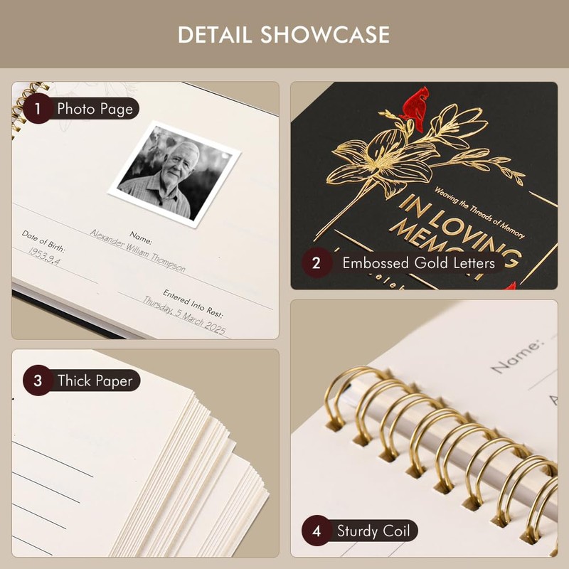 molekaus Cardinals Funeral Guest Book for Memorial Service Set