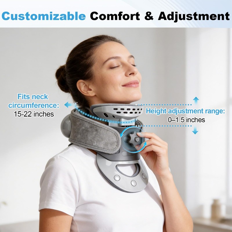 Cervical Traction Device - Adjustable Neck Stretching with Heating Pad