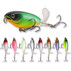 1Pc Topwater Fishing Lures Bass with Floating Tractor Rotating Tail Barb Treble Hooks Artificial Hard Bait Swimbait Lures Surface Crankbait for Bass Trout Walleye Pike Musky Fishing Topwater