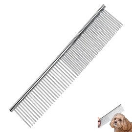 Stainless Steel Pet Comb for Dogs and Cats, Grooming Comb for Large, Medium, and Small Pets, Fur Detangling and Shedding Tool for Long and Short Hair, Durable Pet Grooming Accessory