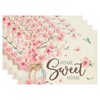 ZCHOMI Spring Pink Floral Placemats Set of 4, 12x18 Inch