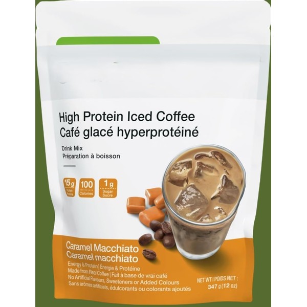 High Protein Iced Coffee: Caramel Macchiato