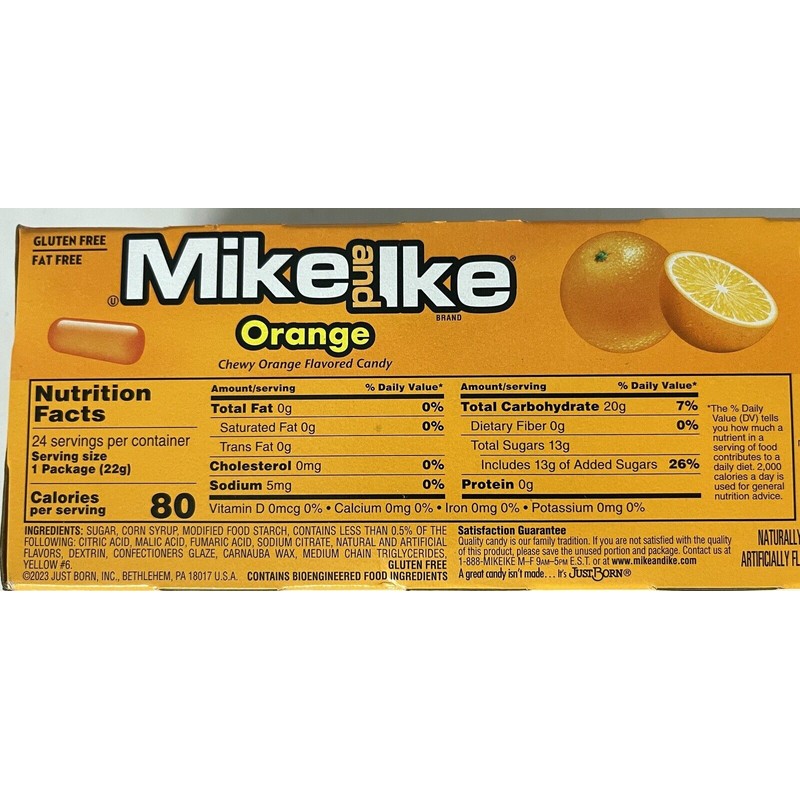 Mike and Ike Orange Flavored Chewy Candy Box 24 Count
