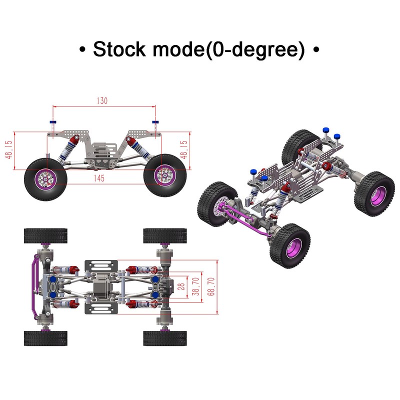 TCRC GR5 Titanium LCG Chassis Kit Frame Rail for Redcat