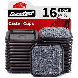 Ezprotekt 1 3/4" Square Carpet Bottom Furniture Caster Cups, 16 Pcs Reusable Furniture Coasters, Felt Furniture Sliders Pads to Protect Hardwood, Tile or Carpetd Floors from Scratches (Brown/Gray)
