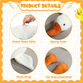 Goose Stuffed Animal Giant Cute White Duck Stuffed Animals Huge Soft Hugging Plush Duck Goose Big Sleeping Animal Body Pillow Toy (19.7 Inch)