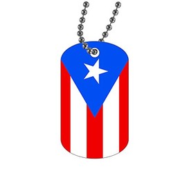 Rogue River Tactical Puerto Rico Rican Flag Military Style Dog Tag Pendant Jewelry Necklace