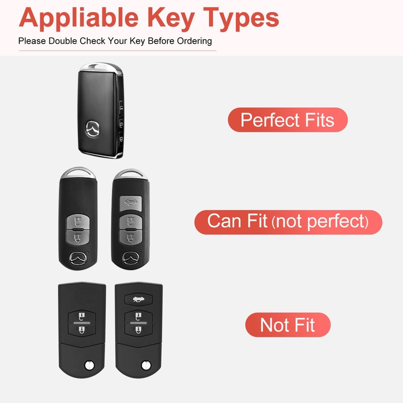 SHANGHONG Compatible with Mazda Key Fob Cover with Keychain Leather