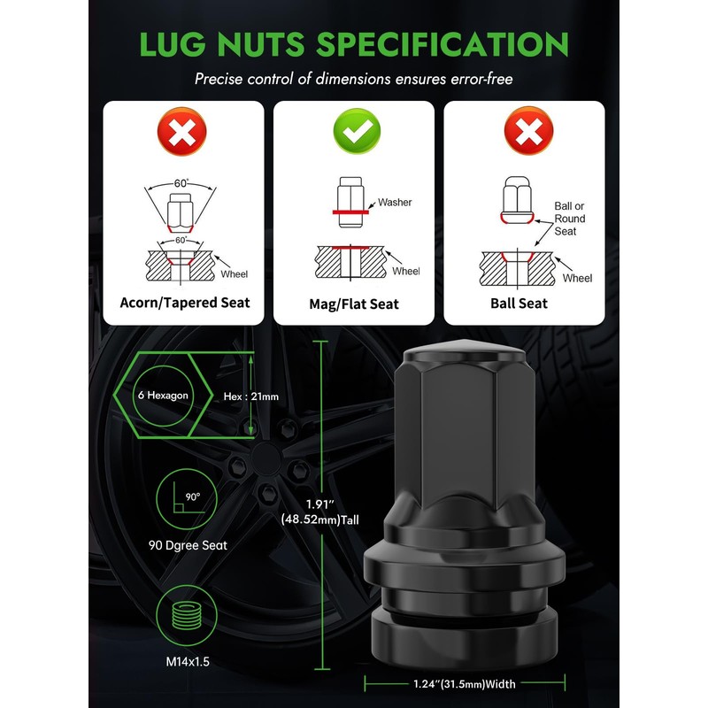 AUTOPTIM 32PCS M14x1.5 OEM Lug Nuts - Replacement for 2017-2023