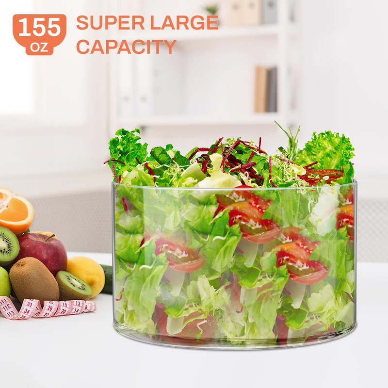 Prikoi 155oz Large Trifle Bowl with Lid, Modern Design Clear