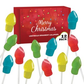 Christmas 3D Light Bulb Suckers - Holiday Lollipops Individually Wrapped (12) - Christmas Candy - Candy Stocking Stuffers - Candy Bags - Xmas Party Favors