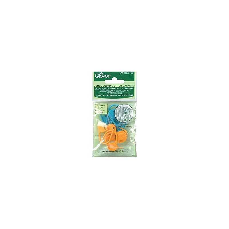 Clover 3109 Jumbo Locking Stitch Markers, blue, orange