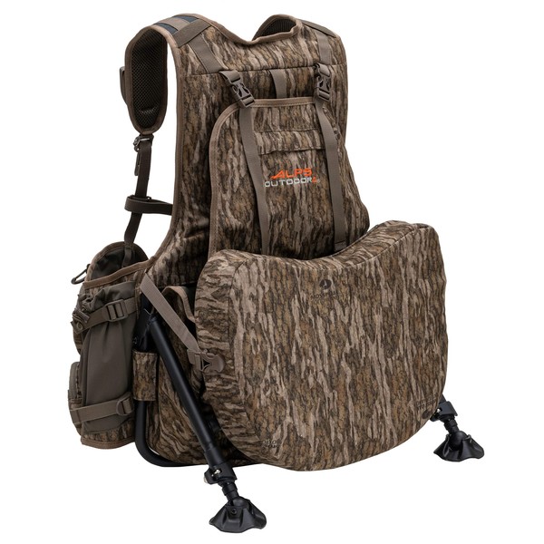 ALPS OutdoorZ Grand Slam Turkey Vest Featuring Removable Sit Anywhere Kickstand Frame and Fold-Away Seat, Large Game Bag, Cell Phone Use in Pocket, Standard, Mossy Oak Bottomland