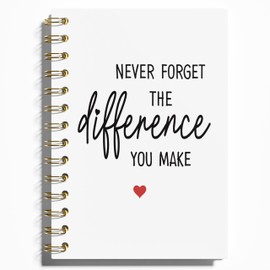 WFSM Never Forget the Difference You Make Notebook Journal, Appreciation Gifts for Coworkers Teacher Mentor Boss Coach Retirement Leaving, Hardcover Spiral Notebooks for Work Note Taking, 5.5x8.3