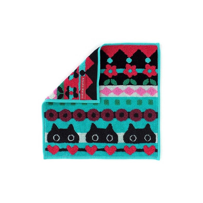 Atsuko Matano 181005-0010-01 Towel Handkerchief (Blue) [100% Cotton] Women's Cat