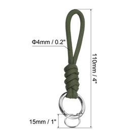 PATIKIL Badge Lanyard with Spring O Ring Flat Key Rings 4 Inch, Braided Wrist Keychain Strap for Keys Whistles Wallets, Army Green