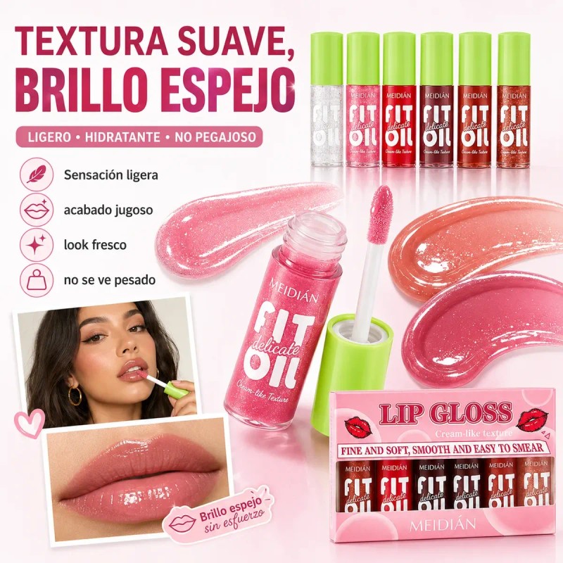 Set De Cuidado Labial Hidratante Glossy Liquid Lip Oil Gloss