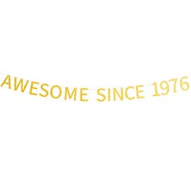 Awesome Since 1976 Banner Pre-strung Happy 48th Birthday Banner Gold Glittery 48 Forty Eight Years Old Birthday Party Decorations for Men Women