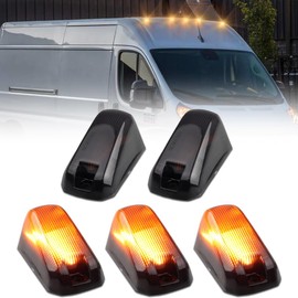 VANKUB 5 PCS Smoked Lens LED Cab Roof Marker Lights for 2014-2023 Dodge RAM PROMASTER 1500 2500 3500 Led Roof Running Lights, Amber 18 LED Roof Top Clearance Lights for RAM PROMASTER 1500 2500 3500