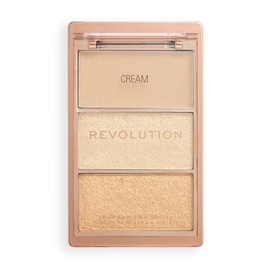 Paleta de iconos Revolution Highlight Luminous Champagne Shimmer | Trío de brillo en polvo en crema para un brillo duradero para la cara y el cuerpo, 