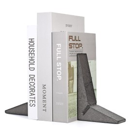 Ambipolar Cast Iron Bookends, Sharp Triangle Theme, Black Decorative Bookends for Home Decor, Office Desk, Bookshelves, Bookends for Heavy Books