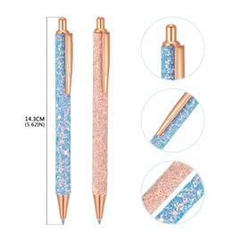 Bling Metal Pens, 10Pcs Bling Metal Ballpoint Pens, 1.0 mm Click Retractable Ballpoint Pens, Black Ink Retractable Pen for Men, Women, Students