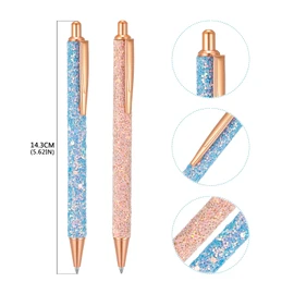 Bling Metal Pens, 10Pcs Bling Metal Ballpoint Pens, 1.0 mm Click Retractable Ballpoint Pens, Black Ink Retractable Pen for Men, Women, Students