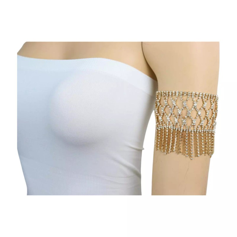 Unbranded Women Gold Metal Chain Tassel Fringes Upper Arm Bracelet