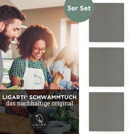 Ligarti® Sponge Cloths Made of Wood (100% Eco & Washable) Set of 6 Dish Cloths Sustainably Compostable I All-Purpose Cloths for the Household Made in Germany I Dishcloths, Washing Up Sponge