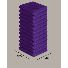 Softolle 100% Cotton Ring Spun Wash Cloths – Bulk Pack of Washcloths – 12x12 Inches – Wash Cloth for Face, Highly Absorbent, Soft and Face Towels (Purple, 60 Pack)