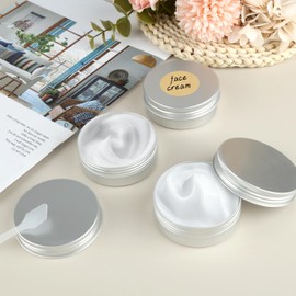 Pack of 15 Aluminium Empty Containers, 60 ml Round Travel Cream Jars for Filling, Jar for Cream with Spatula, Label Stickers, Small Jars with Lid for Cream, Cosmetics, Coins