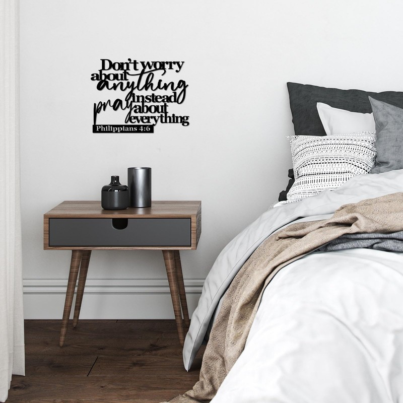 Pigort Scripture Metal Wall Art-Instead Pray About Everything Sign-Philippians4:6 Bible