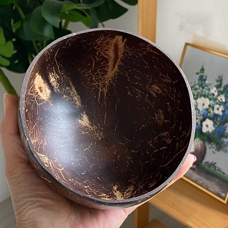 Coconut Bowl Set Leakage Proof Reusable Hand Polished Coconut Shell