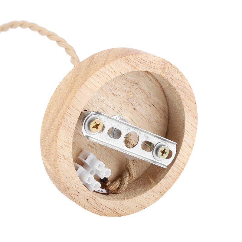 E27 Vintage Country Style Black Simple Wood Pendant Ceiling Lamp