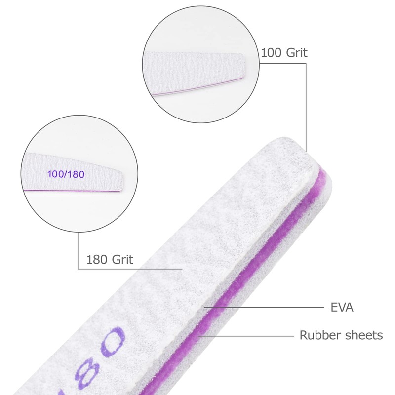 Pack of 24 Professional Nail Files, 100/180 Grit Nail Files
