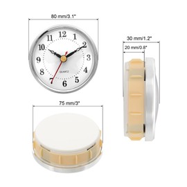 PATIKIL 3.1" 80mm Quartz Clock Insert, Round Quartz Movement Miniature Clock Mini Arabic Numeral Clock Fit 75mm/2.4" Diameter Hole for Replacement Home, Silver Tone/White, Style 14