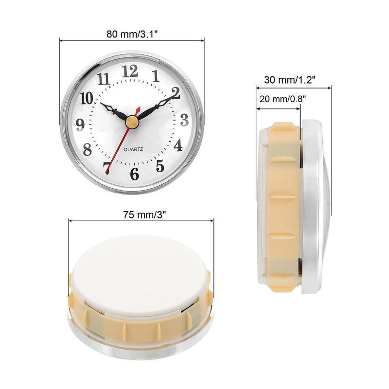 PATIKIL 3.1" 80mm Quartz Clock Insert, Round Quartz Movement Miniature