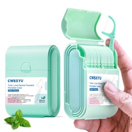 Travel Mint Portabl Floss Picks Case,Dental Flossers Holder Dispenser,104 Count No Break No Shred Profession Toothpicks Floss Sticks,Perfect for Tight Teeth,for Appointments,Hotels,Out Go(2Box,Green)