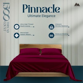 Mayfair Linen 100% Egyptian Cotton Pillow Cases Standard/Queen Size Set of 2 - Luxury 1500 Thread Count Sateen Burgundy Pillow Cases, Silky Soft Cotton Pillowcases Fits Standard & Queen Size Pillows