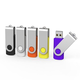 Aiibe 5 Pack 128GB Flash Drive USB Drive 128GB Flash Thumb Drive USB 2.0 Memory Stick 128GB Jump Drive Zip Drives (128GB, 5 Mixed Colors: Black Red Yellow White Purple)