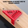 3D Mitre Angle, Multifunctional Protractor Woodworking 22.5°-90° High Precision Layout