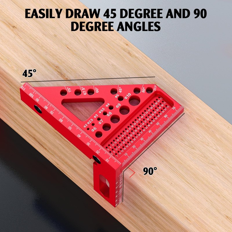 3D Mitre Angle, Multifunctional Protractor Woodworking 22.5°-90° High Precision Layout