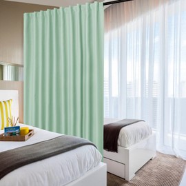 DWCN Privacy Room Divider Blackout Curtain - Patio Sliding Door Curtains, Extra Wide Thermal Curtains with Back Tab & Rod Pocket for Living Room and Bedroom Partition, 80 x 84 Inches, Light Green