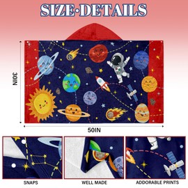 JOPJOLIW Kids Hooded Bath Towel Toddler Beach Towel with Hood, Space Theme Boys Girls Hooded Towels, 30"X50" Soft Absorbent Wearable Poncho Towel Perfect for Kids Pool Beach Bath Swimming