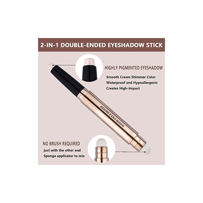 2 in 1 eyeshadow stick and Sponge Makeup Brush, Smooth
